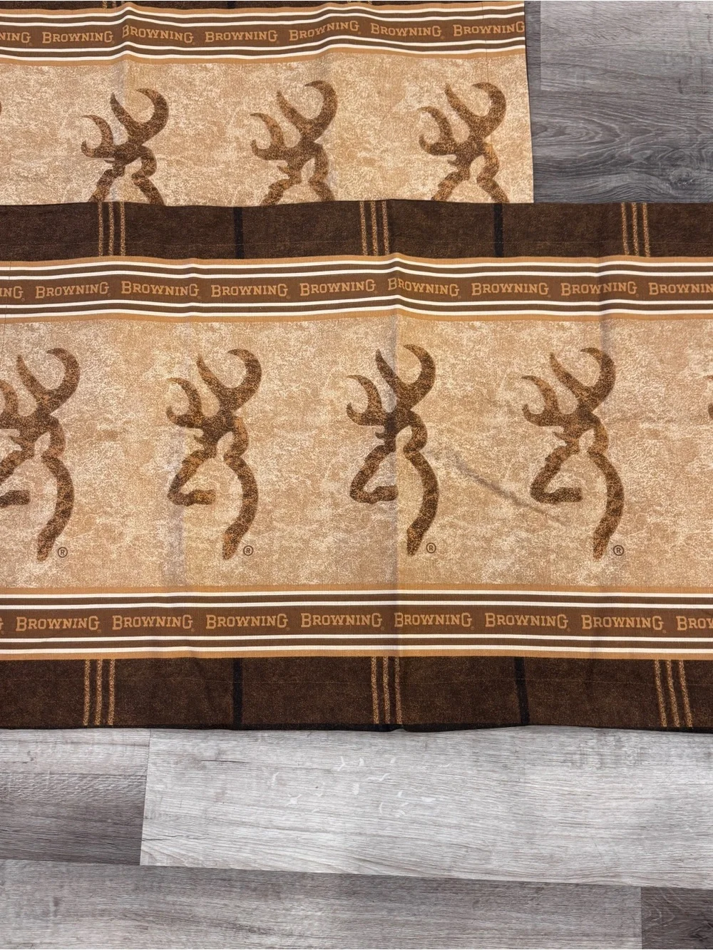Browning Deer Logo Pillowcases Set of 2 King Size Brown Tan Cotton Rustic Cabin